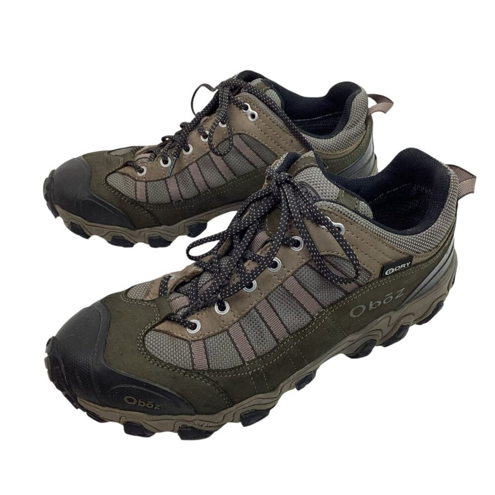 Oboz Tamarack Waterproof Mens 10 Leather Mesh Hiking Boots Low-Top Brown Olive